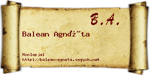 Balean Agnéta névjegykártya